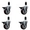Service Caster 4'' Maroon Poly Swivel 1-3/8'' Expanding Stem Caster Set with Brake, 4PK SCC-EX20S414-PPUB-MRN-PLB-138-4 - alternate 1